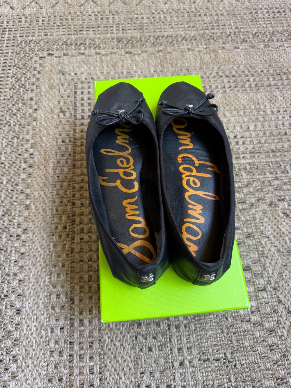 SOLD - Sam Edelman Zooey Black Leather Bow Ballet Flats - Picture 2 of 2